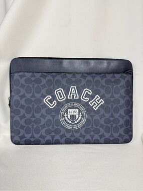 COACH Laptop Case In Signature Canvas With Varsity Motif CB987
